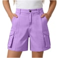 thumbnail image 2 of ZOYOEN Girls Cargo Shorts with Button- Elastic Waist Baggy Casual Multiple Pockets Kids Hiking Shorts Purple Size 8, 2 of 7