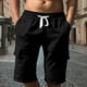 thumbnail image 1 of WILLBEST Pantalones Cortos de Lino de Verano para Hombre, con Bolsillos Grandes, para Playa, Deportivos, de Rayas Lisas, Ligeros y Elásticos, para Verano, Holgados y Casuales., 1 of 7