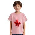 thumbnail image 6 of gljltg (3-10 Years) Unisex Kids Summer Fashionable Cute Maple Leaf Print Casual Short Sleeve Round Neck Cotton T-Shirt, 6 of 9