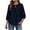 Navy, variant on Women's V Neck Bow Tie Button Down Shirt Loose Pleated Three Quarter Sleeve Blouse Casual Lightweight Summer Top
