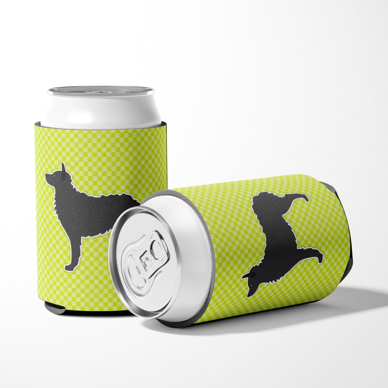 Caroline's Treasures BB3821CC Croatian Sheepdog Checkerboard Green Can or Bottle Hugger, Can Hugger, multicolor
