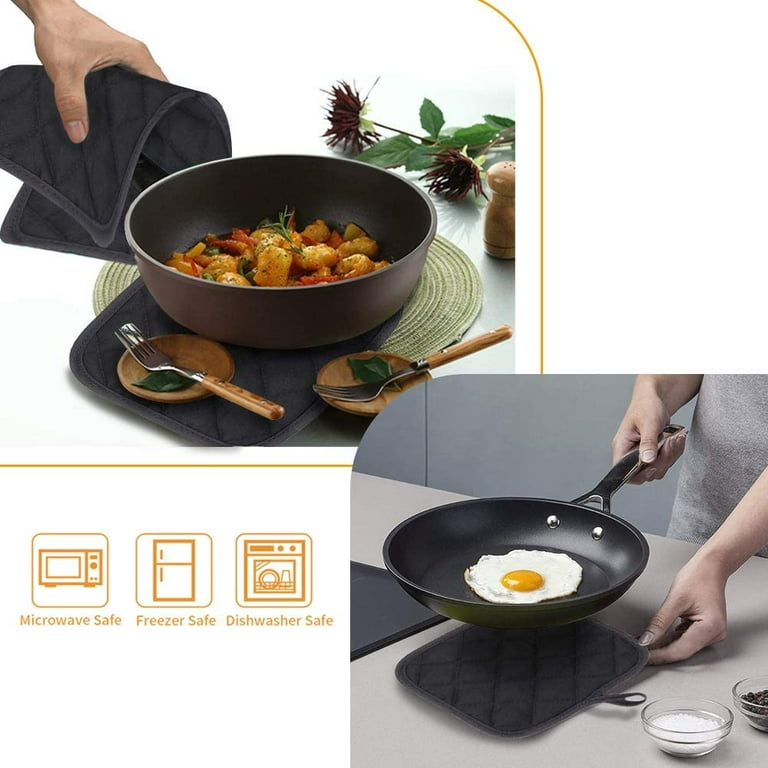 Pot Holders - Pack of 3 Pot holder - Black - Potholders for kitchen