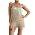 thumbnail image 2 of Nuoqisi Sequin Fringe Romper,Sparkly Glitter Metallic Jumpsuits For Women,Backless Shorts Dress Disco Birthday Dance Outfit, 2 of 7