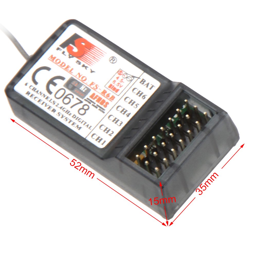 FlySky FSR6B 2.4Ghz 6CH Receiver for FlySky TH9X FSCT6B FST6