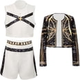 thumbnail image 5 of 3-Piece Halloween Cosplay G'irl's Costume, Luxury Popular Singer Stage Performance Outfit, Black Printed , Ages 3-12, 5 of 5