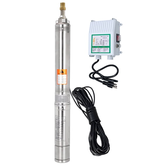 iMeshbean 1 HP 110V Deep Well Submersible Pump w/Control Box & Check Valve & Outlet, 33 GPM,305FT Max Head, 50FT Power Cord