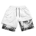 thumbnail image 2 of Pantalones cortos de gimnasio estampados para hombre, Shorts negros de doble capa, 2 en 1, secado rápido, transpirables, absorbentes de sudor, Fitness, correr, deportes de verano, 2 of 5
