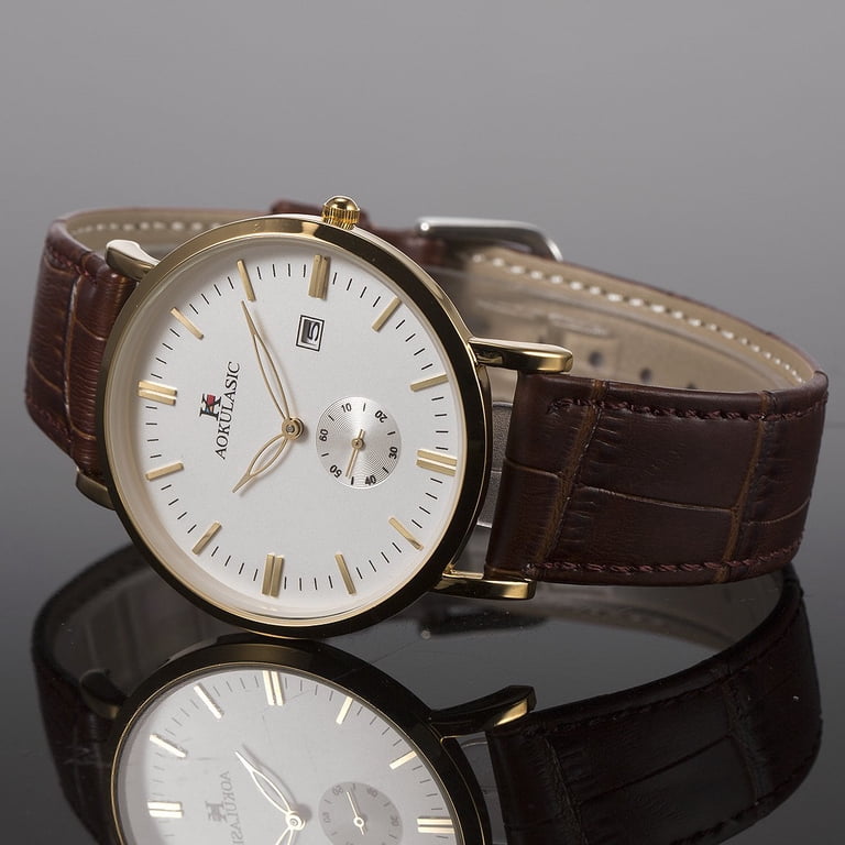 Japanese Quartz Analog Wrist Watch with Strap Unisex Gold Japan Quartz Watch with Leather Band -USA Vendor  main image 3
