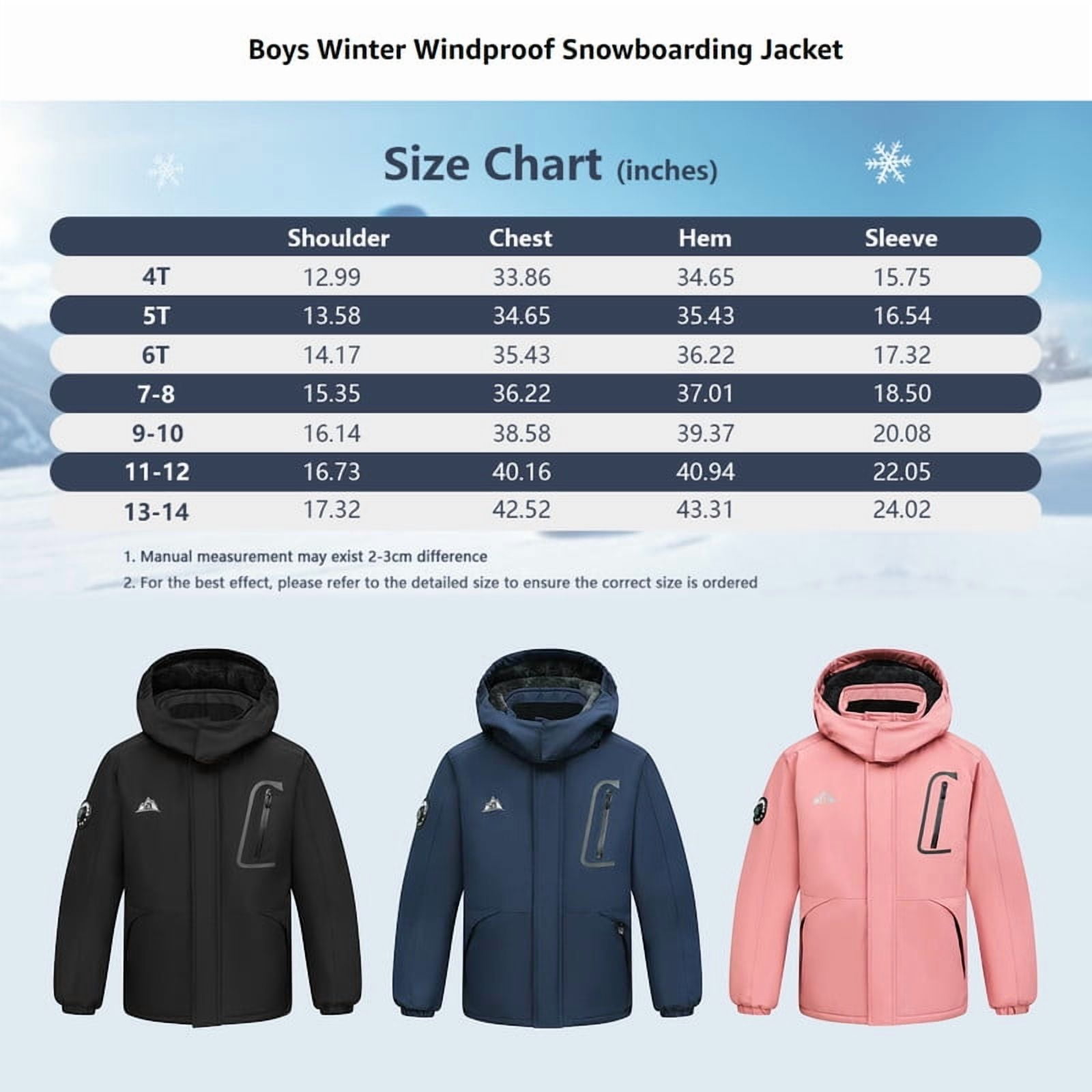 Kid's Water Resistant Snow Jacket Girl's Warm Skiing Jackets Winter Coat, Black