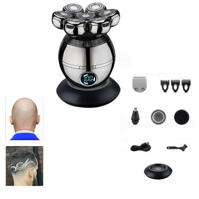 JUNWELL Electric Head Hair Shaver - Freebird - Ultimate 7 Cutterheads Cordless Wet/Dry Skull Waterproof Razor with Rotary Blades