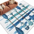 thumbnail image 3 of 5x8 Area Rugs, Lake Paddles Non-Skid Rubber Backing Large Rectangle Rugs - Living Room Bedroom Home Office, Summer Watercolor Teal Blue Striped Indoor Floor Mat Carpets Washable Rug, 3 of 9