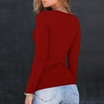 thumbnail image 7 of Lenpel Long Sleeve Shirts for Women Trendy Scoop Neck Half Button Ribbed Knit Slim T-Shirts Basic Casual Tees Going out Tops(Red,Large), 7 of 7