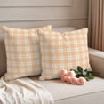 thumbnail image 2 of Orange White Checked Outdoor Waterproof Pillow Covers, Farmhouse Buffalo Plaid Country Decorative Square Throw Pillowcase Sofa Cushion Sham for Patio/Couch/Chair, 20"x20" 2 Pack, 2 of 8