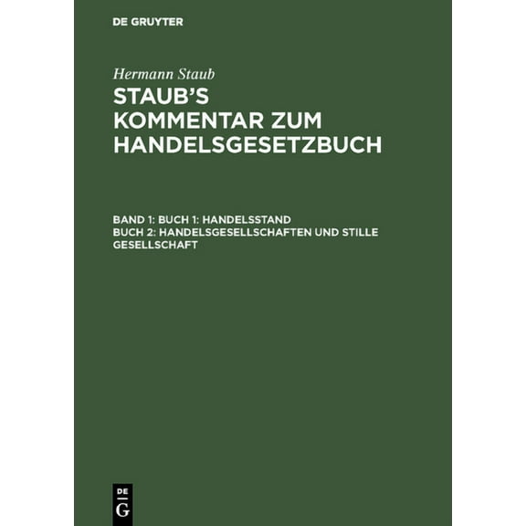 Buch 1: Handelsstand, Buch 2: Handelsgesellschaften und stille Gesellschaft, (Hardcover)