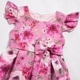 thumbnail image 6 of Gubotare Toddler Flower Girl Dresses for Wedding Flower Girl Pearl Dress Flutter Sleeve V-Back Satin Dress with Bowknot for Wedding Birthday Party (Hot Pink,Size 2-3 Years), 6 of 9