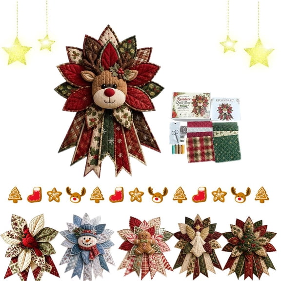 Festive Quilted Christmas Door Hanging DIY Sewing Kit, Oversized Fabric Wall Decor for Front Door & Entryway