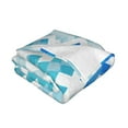 thumbnail image 3 of YFYANG Lightweight Warm Flannel Blanket, Vintage Blue Watercolor Geometric Throw Blanket for Bed, Sofa, Travel, Camping, 40"x30", 3 of 7