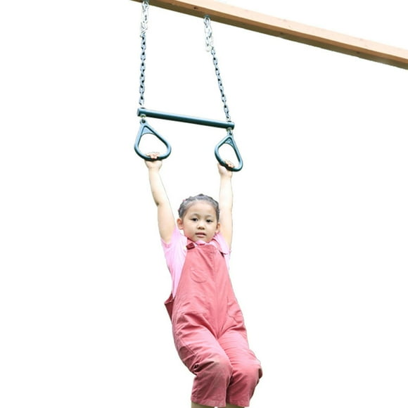 Green Swing Bar with Rings, Outdoor Playground Equipment Metal Bar for Swing Set