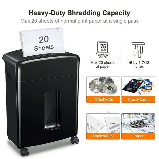 Bonsaii C222-A Portable 20 Sheet Cross Cut Paper P-4 High Security