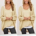 thumbnail image 2 of Women's Oversized Off Shoulder Pullover Tops Long Sleeve Loose Fit Waffle Knit Tops Womens Off The Shoulder Tops Baggy Shirt Long Sleeve Blouse Oversized Sweater Jumper Pullover, 2 of 2