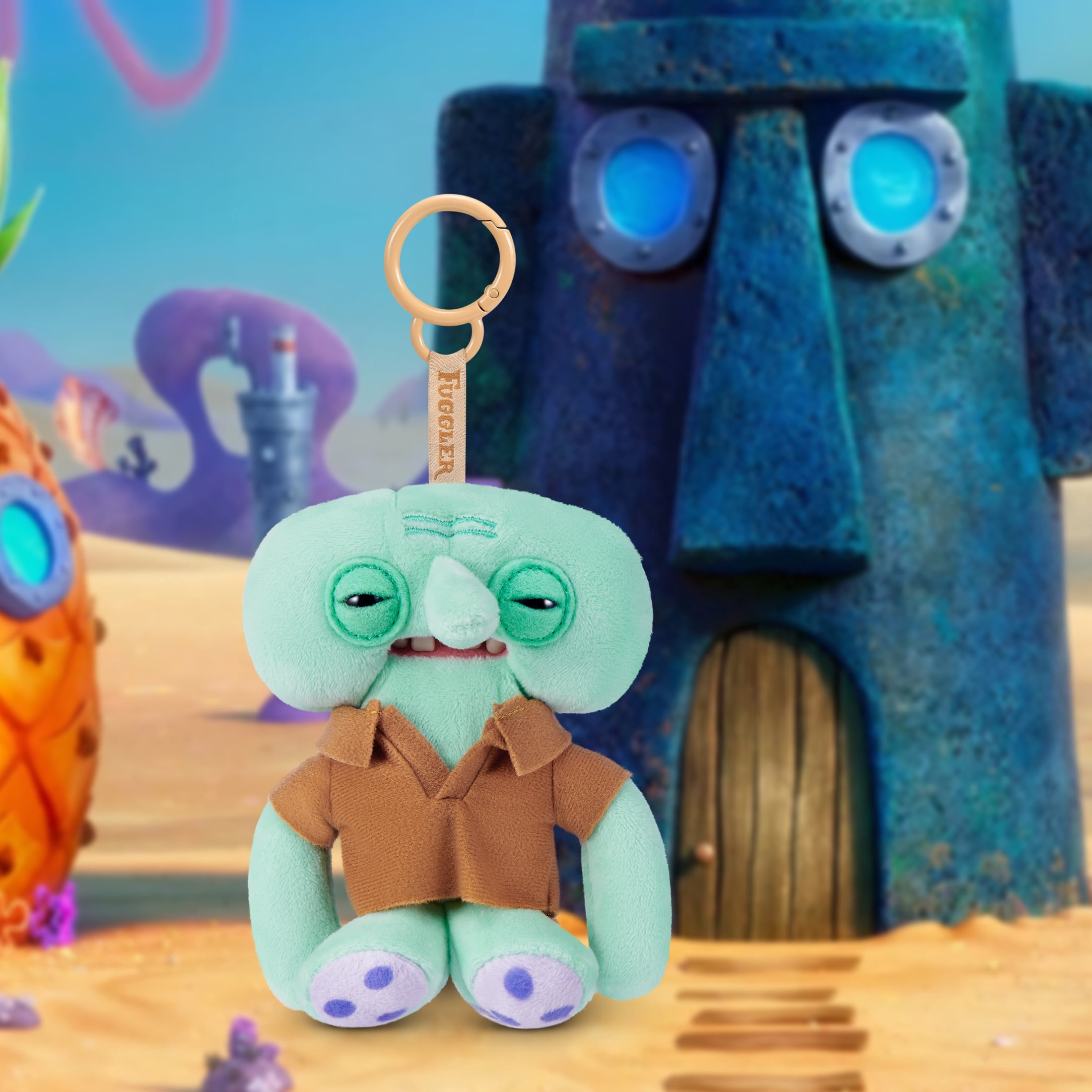 Fuggler SpongeBob Key Rings 5 inch (Squidward), Funny Ugly Monster Plush Keychain by ZURU
