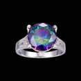 thumbnail image 5 of 10.5ct Round Cut Created Mystic Rainbow Topaz Cubic Zirconia CZ Solitaire 925 Sterling Silver Rings, 5 of 6