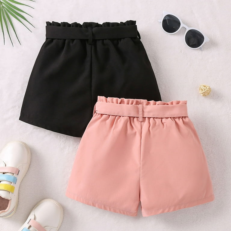 mveomtd Baby Girls Solid Spring Summer Shorts Belt Clothes Girls Basketball Short Star Pack