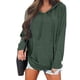 thumbnail image 1 of Mujeres Top con capucha cordón bolsillo manga larga moda transpirable mujeres Casual Fit blusa verde L, 1 of 6