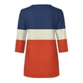 thumbnail image 4 of Htigea Womens 1/4 Zip Pullover Tops Color Block 3/4 Sleeve T Shirt Casual Loose Fit Tunic Tees Dressy Blouse Navy XL, 4 of 5