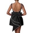 thumbnail image 1 of Vestido de cóctel Aosadin Mini Prom para mujer, satén negro, 1 of 6