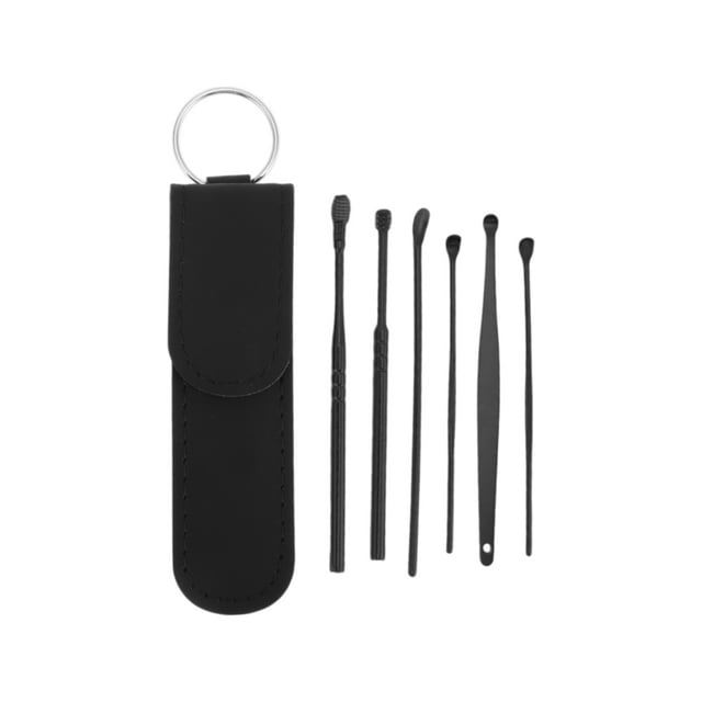 Kit de herramientas para limpiar cerumen portátil de 6 piezas Unique Bargains en negro