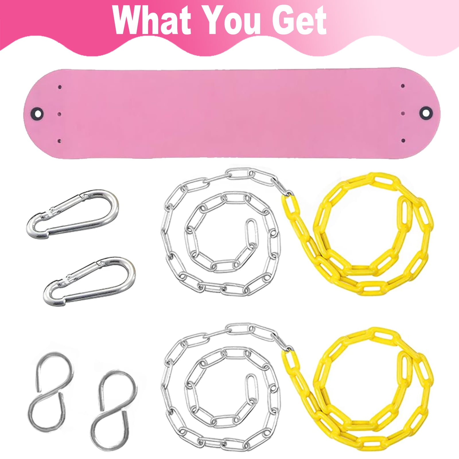 Celawork Heavy Duty Swing Seat, Outdoor Child EVA Soft Board U-Swing, with Adjustable Metal Chains to 60", Capacity Up to 660lbs/300kg, for Children and Adults, Pink