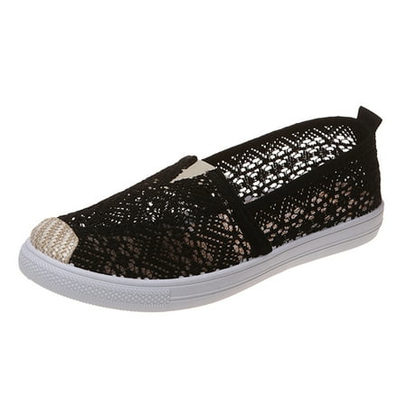 

Vedolay Casual Shoes For WomenFashion Women Solid Color Lace Autumn Slip On Weave Flat Round Toe Leisure Shoes Casual Shoes Women(Black 6.5)
