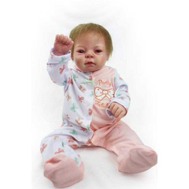 Vinyl Simulation Reborn Baby Doll Cute Mini 20inch Girl Baby US Doll and Doll Clothes heqiyong LED