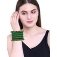 thumbnail image 4 of Efulgenz Boho Velvet Bangle Indian Bangle Set CZ Crystal Rhinestone Green Bracelet Bangle Wedding Bridal Jewelry for Women Size-2.8, 4 of 5