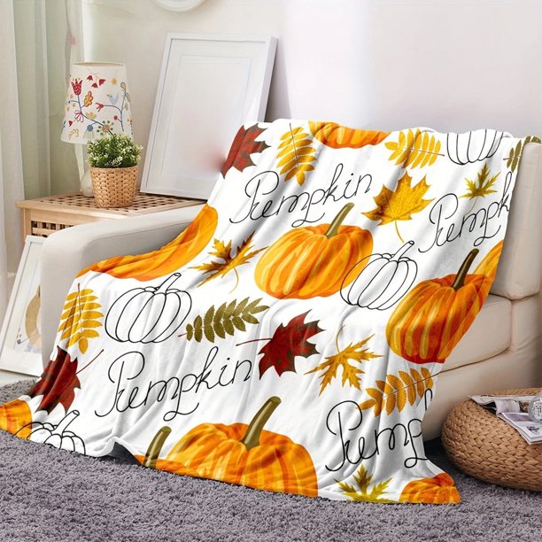 Thanksgiving Pumpkin Blanket Soft Flannel Blanket Comfortable Soft Nap Blanket