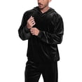 thumbnail image 3 of RPOVIG Men's 2 Piece Velvet Tracksuit Hoodie Drawstring Sweatsuit Sets Casual Outfits, 3 of 7