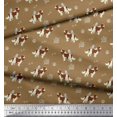thumbnail image 2 of Soimoi Brown Cotton Voile Fabric Bird,Paw & Cocker Spaniel Dog Printed Craft Fabric by the Yard 56 Inch Wide, 2 of 3
