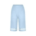 thumbnail image 3 of yillto Capris Pant for Womens Cotton Linen Summer Trousers Straight Leg Loose Cropped Trousers with Pockets, 3 of 5