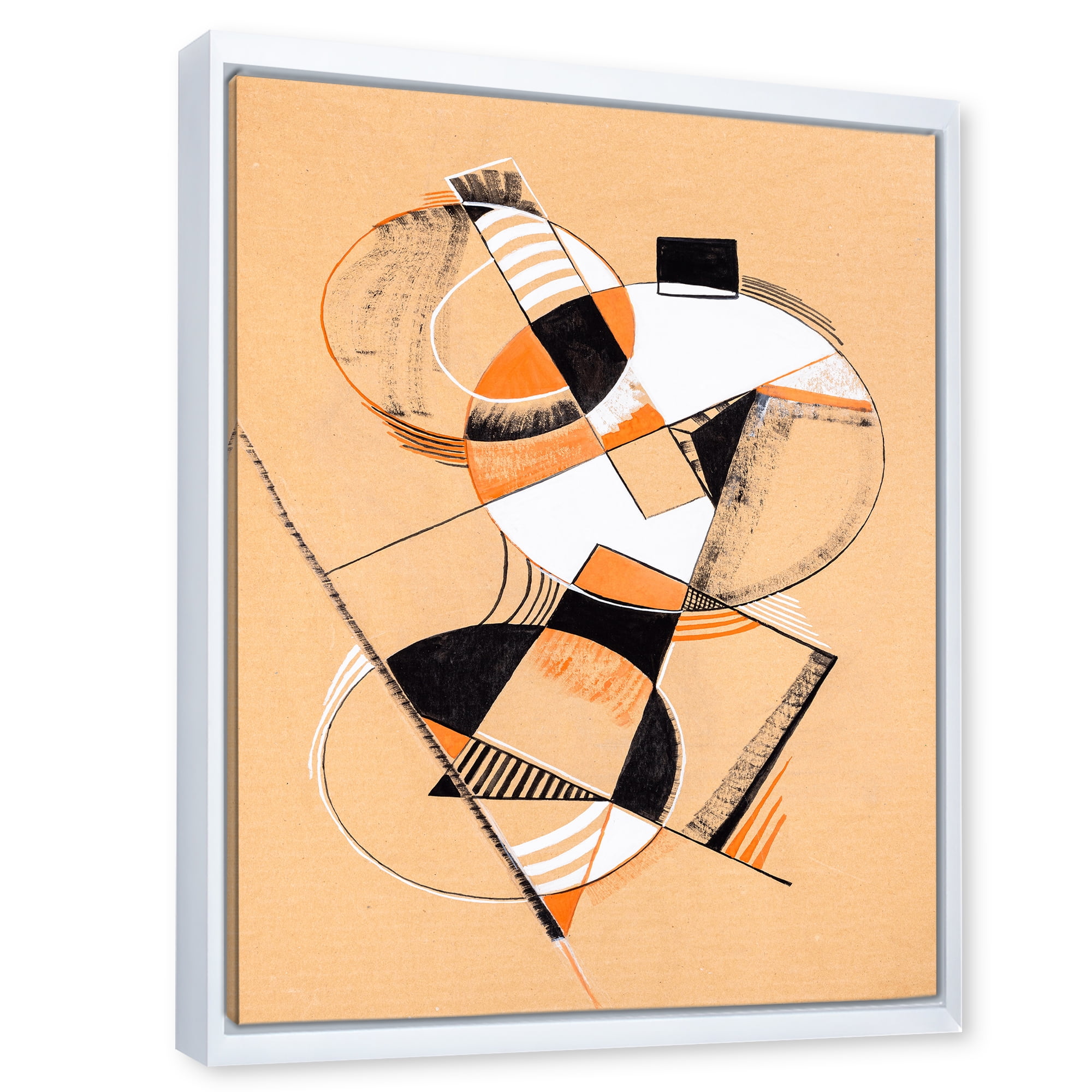 Designart 'Abstract Compositions Of Colored Geometric V' Modern Framed Canvas Wall Art Print