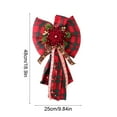 thumbnail image 3 of AYktou Christmas Bows Hanging Ornaments, 10×19 Inch Oversized Checked Bowknot Berries Bells Leaves Wreath Bows, Wall Hanging Bow Ornaments for Door Fireplace Staircase Display Indoor Outdoor Decor, 3 of 6