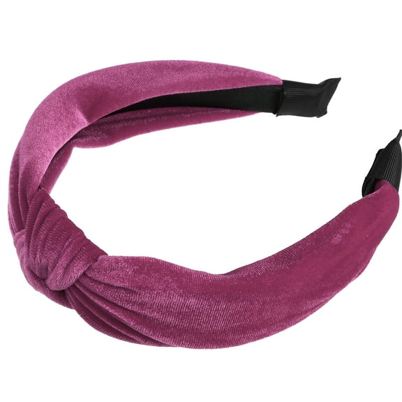 Vocoste Velvet Knotted Headbands Hairband for Women Dark Pink 1.2 Inch Wide 1 Pcs