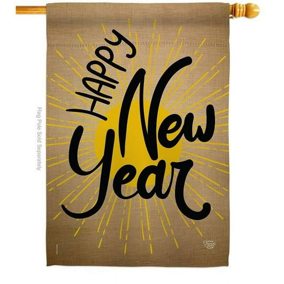 Ornament Collection H191048-BO 28 x 40 in. Happy New Year House Flag with Winter Double-Sided Decorative Vertical Flags Decoration Banner Garden Yard Gift