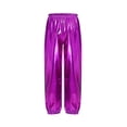 thumbnail image 6 of BLVB Girls Shiny Jogger Pants Kids Sparkly Streetwear Dance Outfits High Waist Pants 3-16 Years(Purple,13-14 Years), 6 of 7