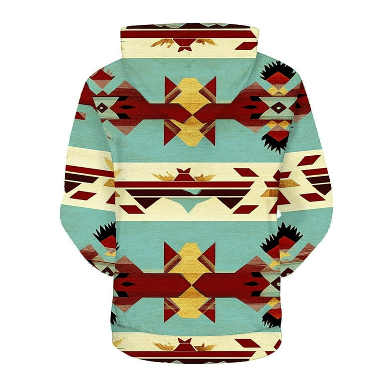 ZRGHAOYLQ Men Aztec Tribal Pullover Hoodie Western Ethnic Print