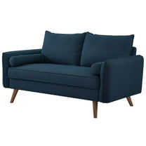 Modern Contemporary Urban Design Living Room Lounge Club Lobby Loveseat Sofa, Fabric, Navy Blue
