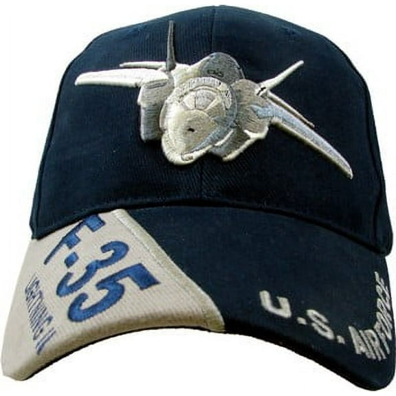Air Force USAF 'F-35 Lightning II' Embroidered Ball Cap,Navy Blue,Adjustable