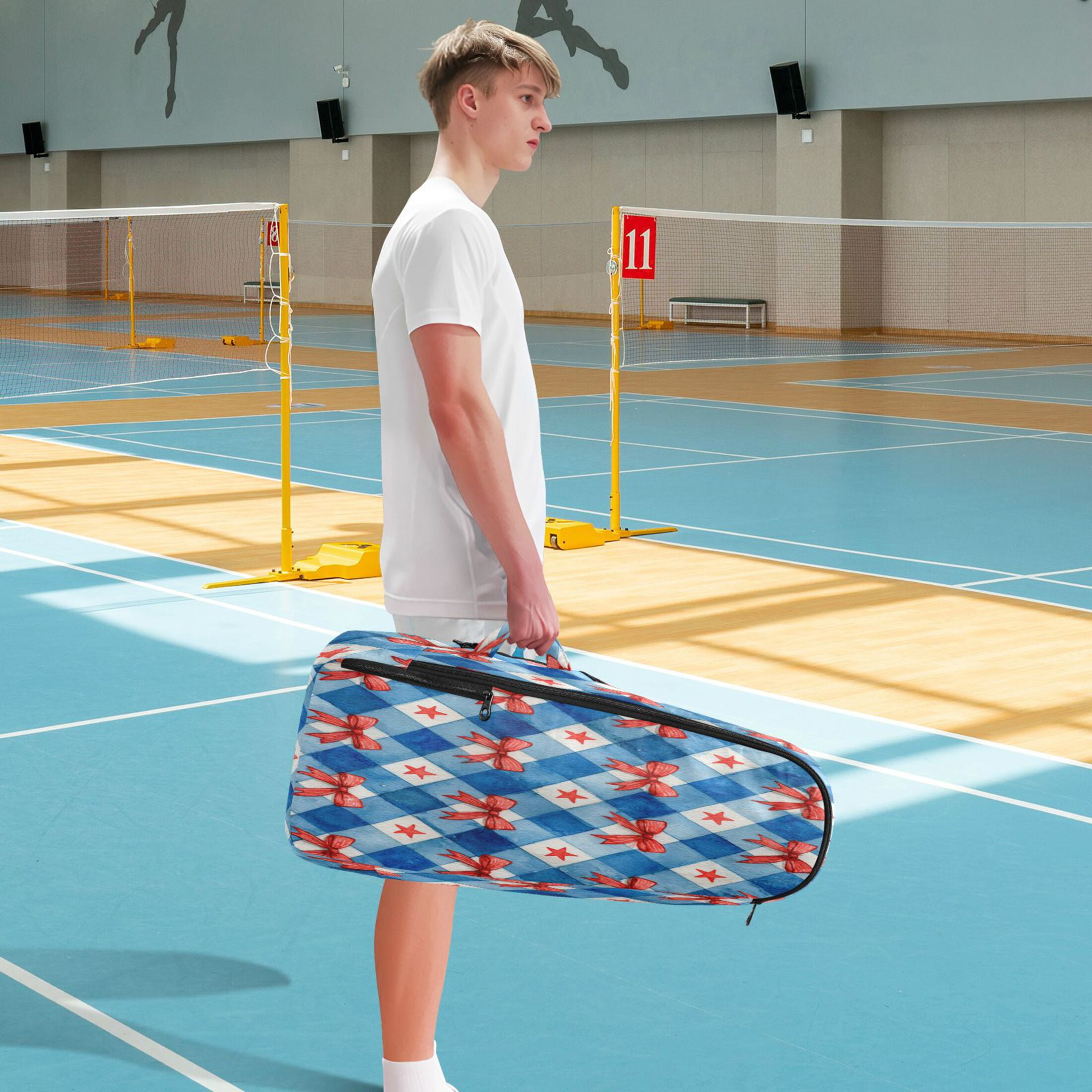 2 Racquet Holder Tennis Backpack Tennis Racket Covers Gym Bags Vibrant Red Bows Pattern