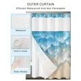 thumbnail image 2 of No Hook Cloth Fabric Shower Curtain with Snap in Liner, Blue Ocean Waterproof Shower Curtains Set with See Through Top Window, Nature Summer Beach Brown Sand Water Ripple Bath Curtains Shower 72"x84", 2 of 6