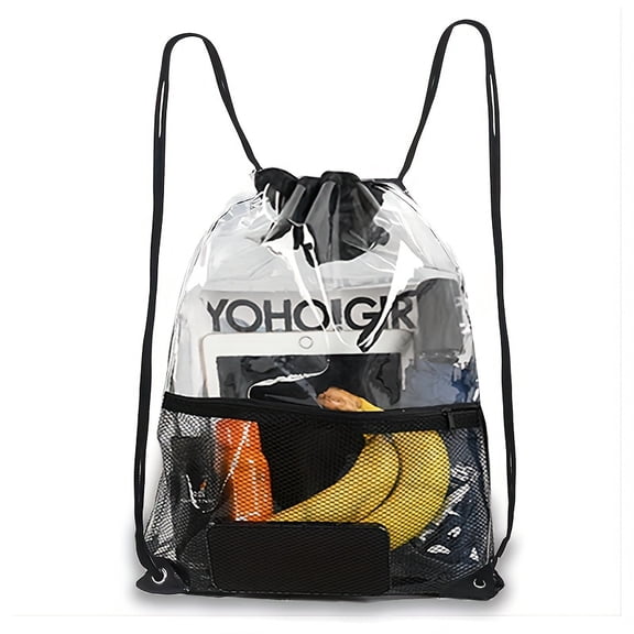 1pc Clear Drawstring Bags PVC Portable Waterproof Backpack Travel Gym Sport Beach String Bag For Men